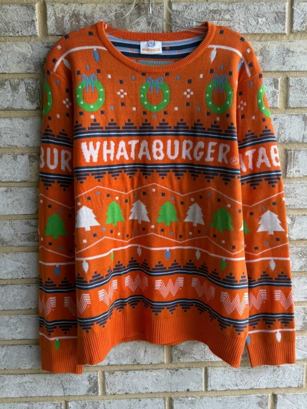 Whataburger Christmas Holiday Long Sleeve Crew Neck Sweater Men's Size L